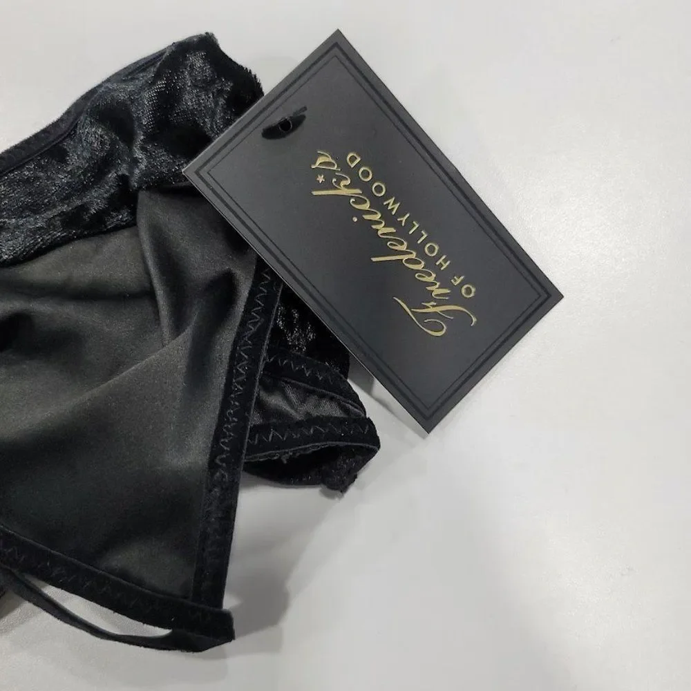 Fredericks of Hollywood Asha Velvet And Lace Lingerie Bra Set  Black